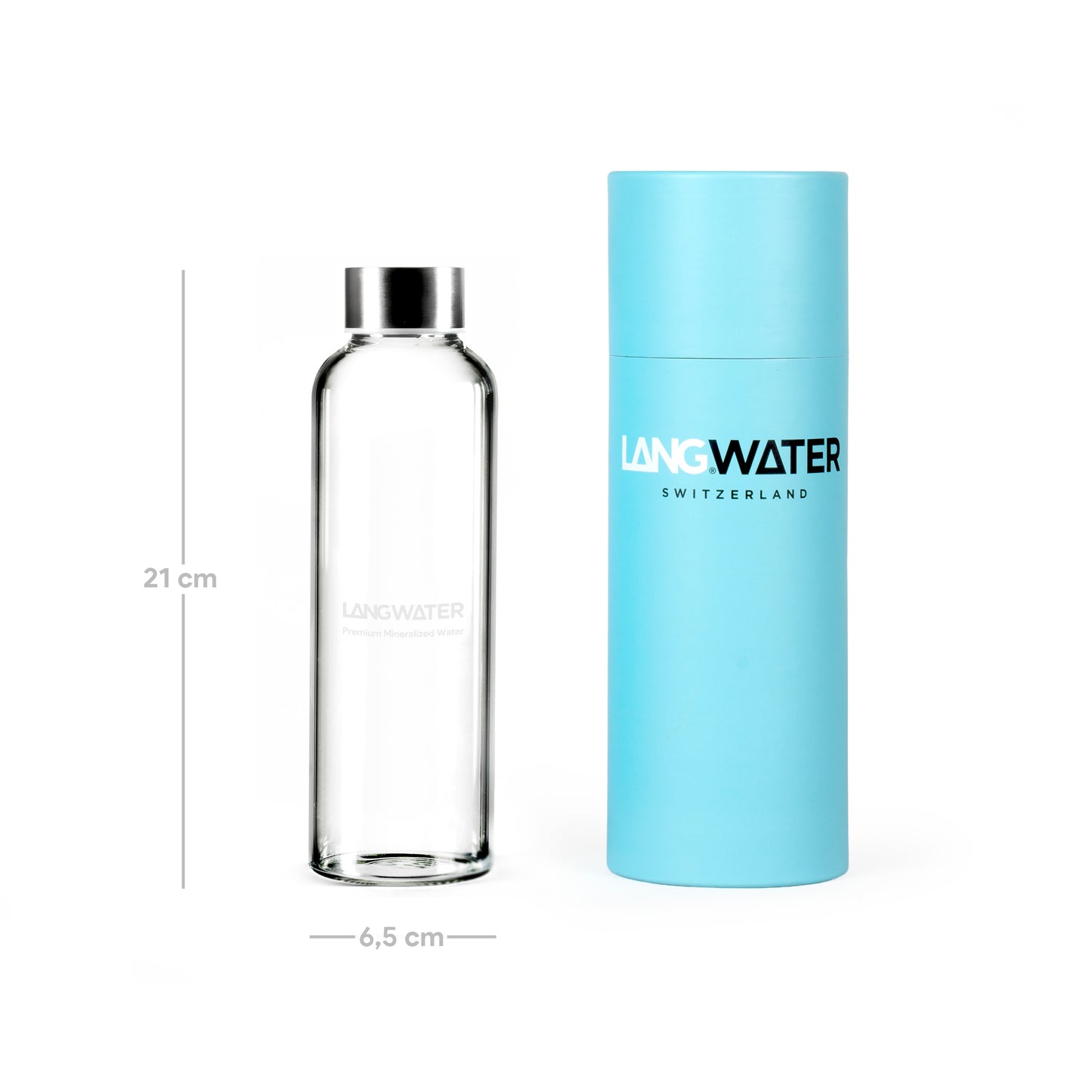 LANGWATER Glass Water Bottle with Metal Cap – 500ML (UK)