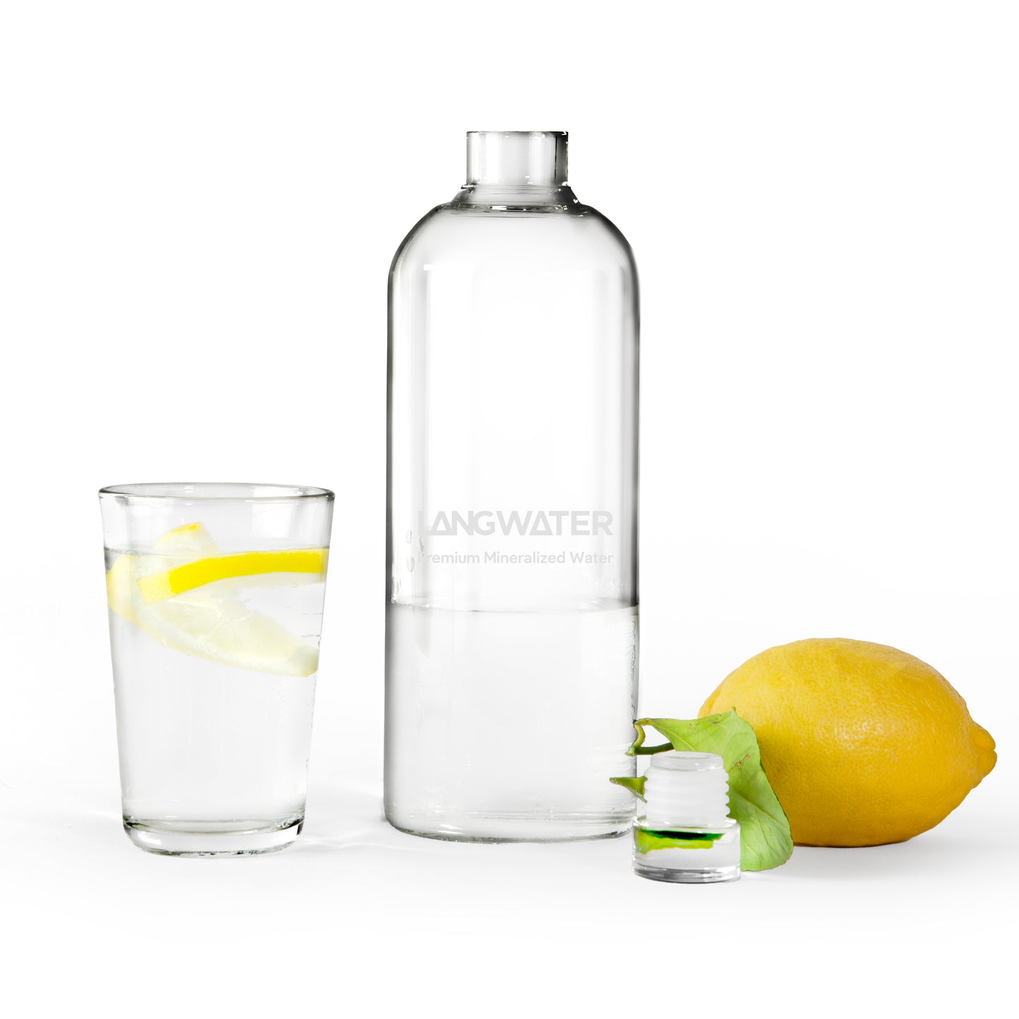 LANGWATER Glass Water Bottles with Glass Cap – 1L (Set of 2) (UK)