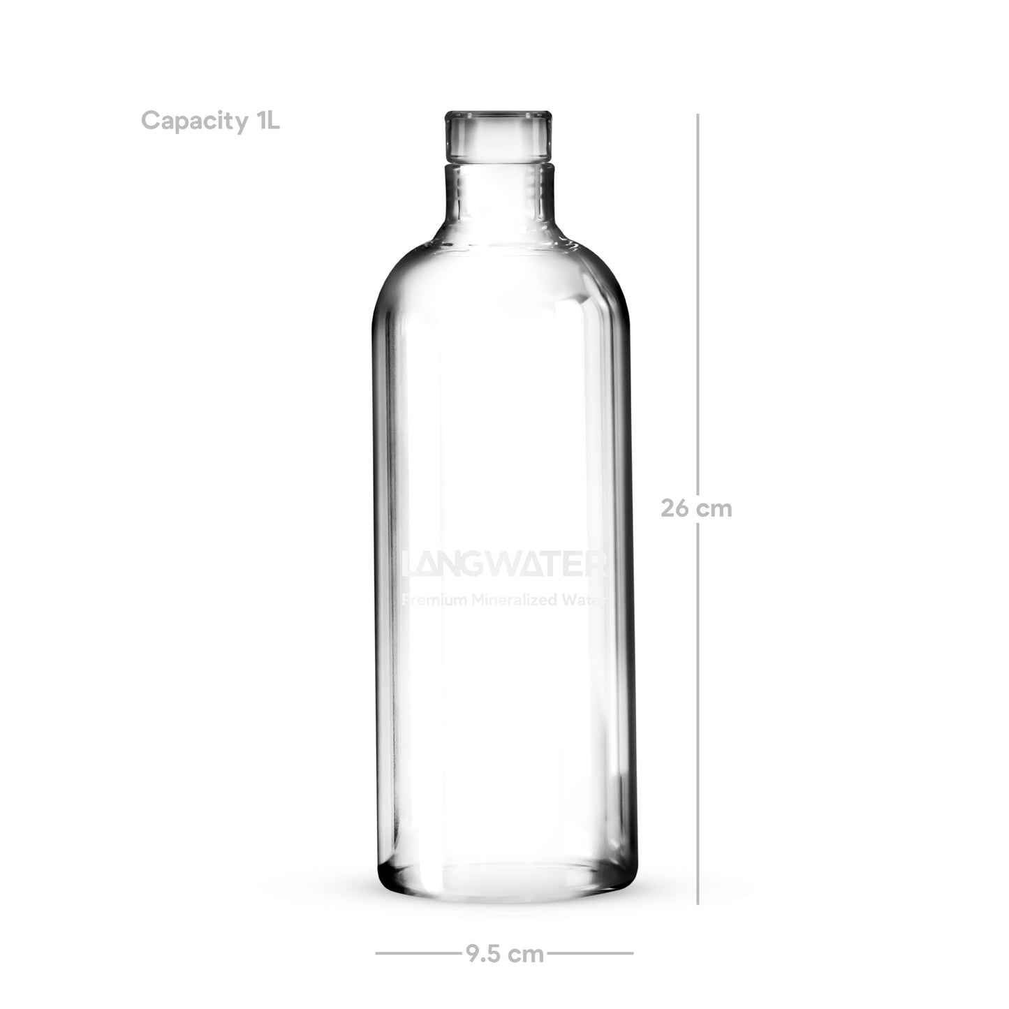 LANGWATER Glass Water Bottles with Glass Cap – 1L (Set of 2) (UK)