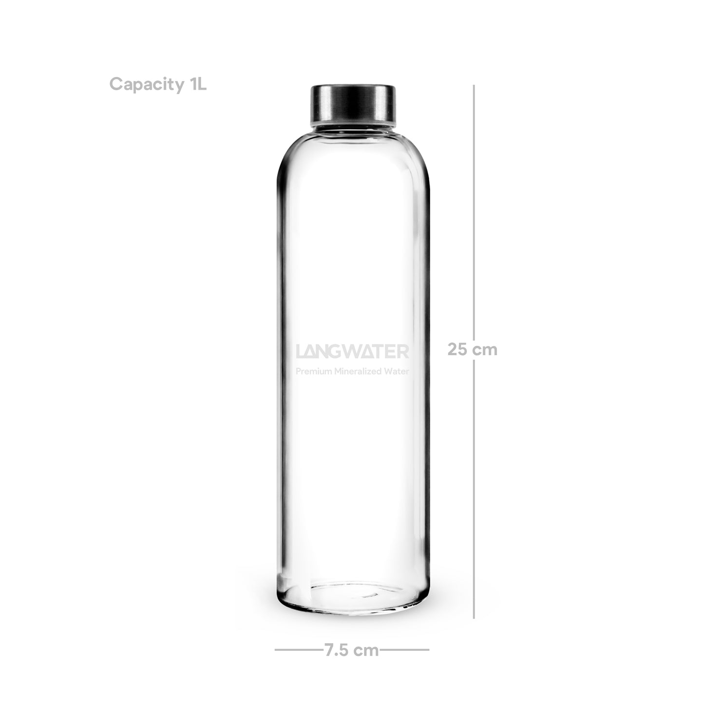 LANGWATER Glass Water Bottles with Metal Cap – 1L (Set of 2) (UK)