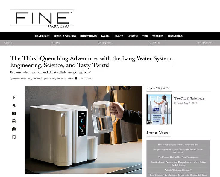 Article about the Lang Water System on FINE magazine website
