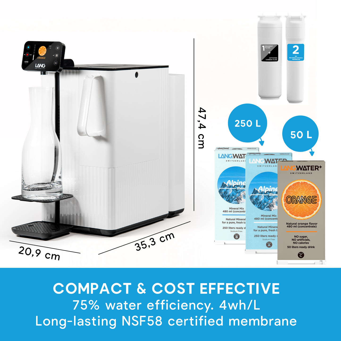 Countertop Reverse Osmosis filter with Minerals & Orange Flavour - TheWell 2 Starter Kit (UK)