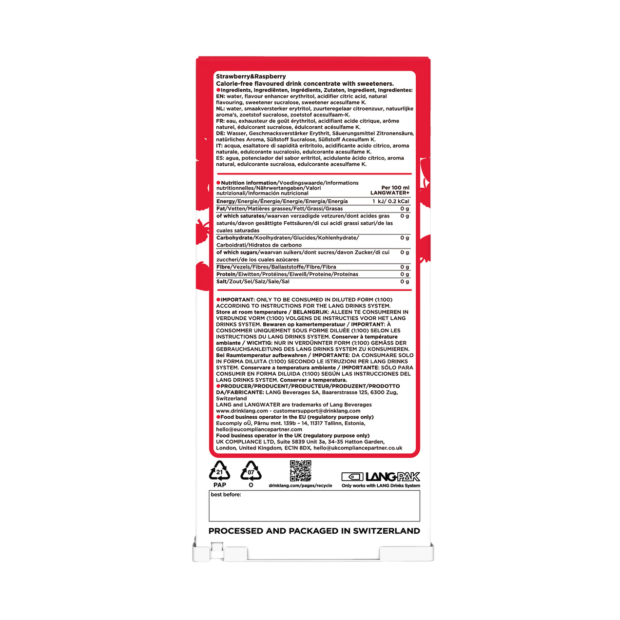 Sweet Flavors Strawberry product label with a red border and white text on a white background