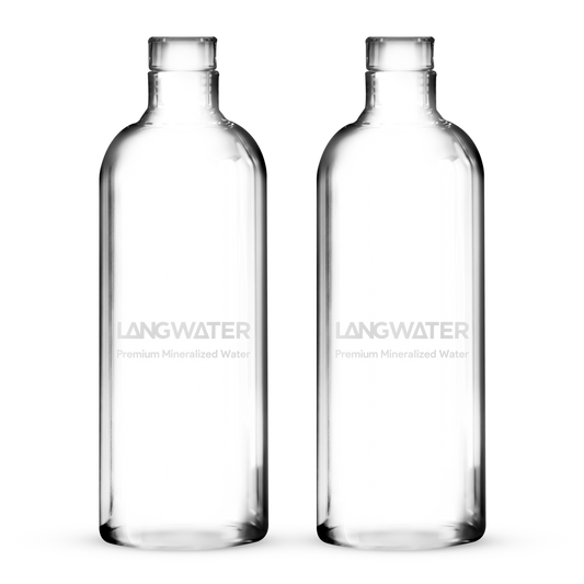 LANGWATER Glass Water Bottles with Glass Cap – 1L (Set of 2) (UK)