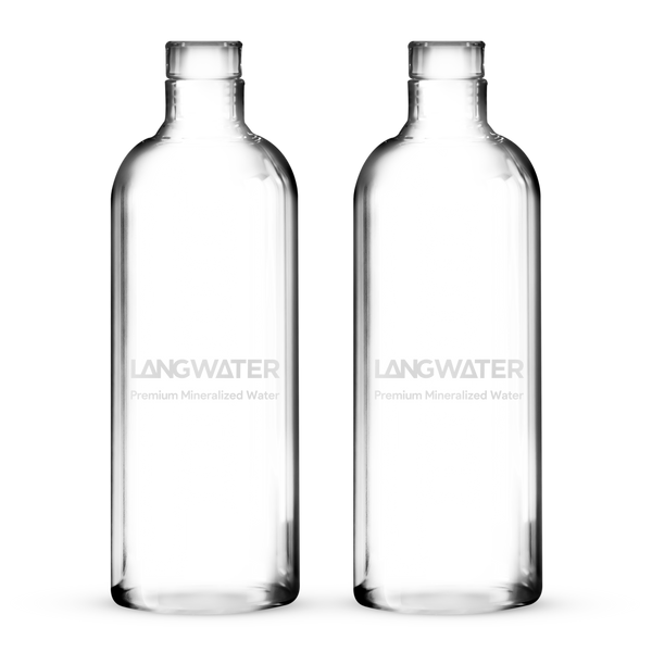 LANGWATER Glass Water Bottles with Glass Cap – 1L (Set of 2) (UK)