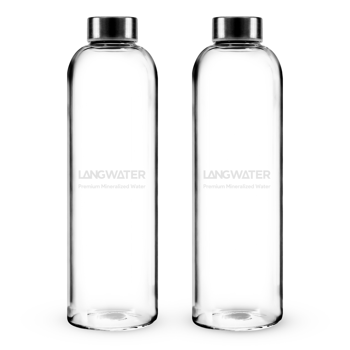 LANGWATER Glass Water Bottles with Metal Cap – 1L (Set of 2) (UK)