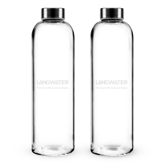 LANGWATER Glass Water Bottles with Metal Cap – 1L (Set of 2) (UK)
