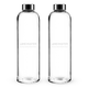 LANGWATER Glass Water Bottles with Metal Cap – 1L (Set of 2) (UK)