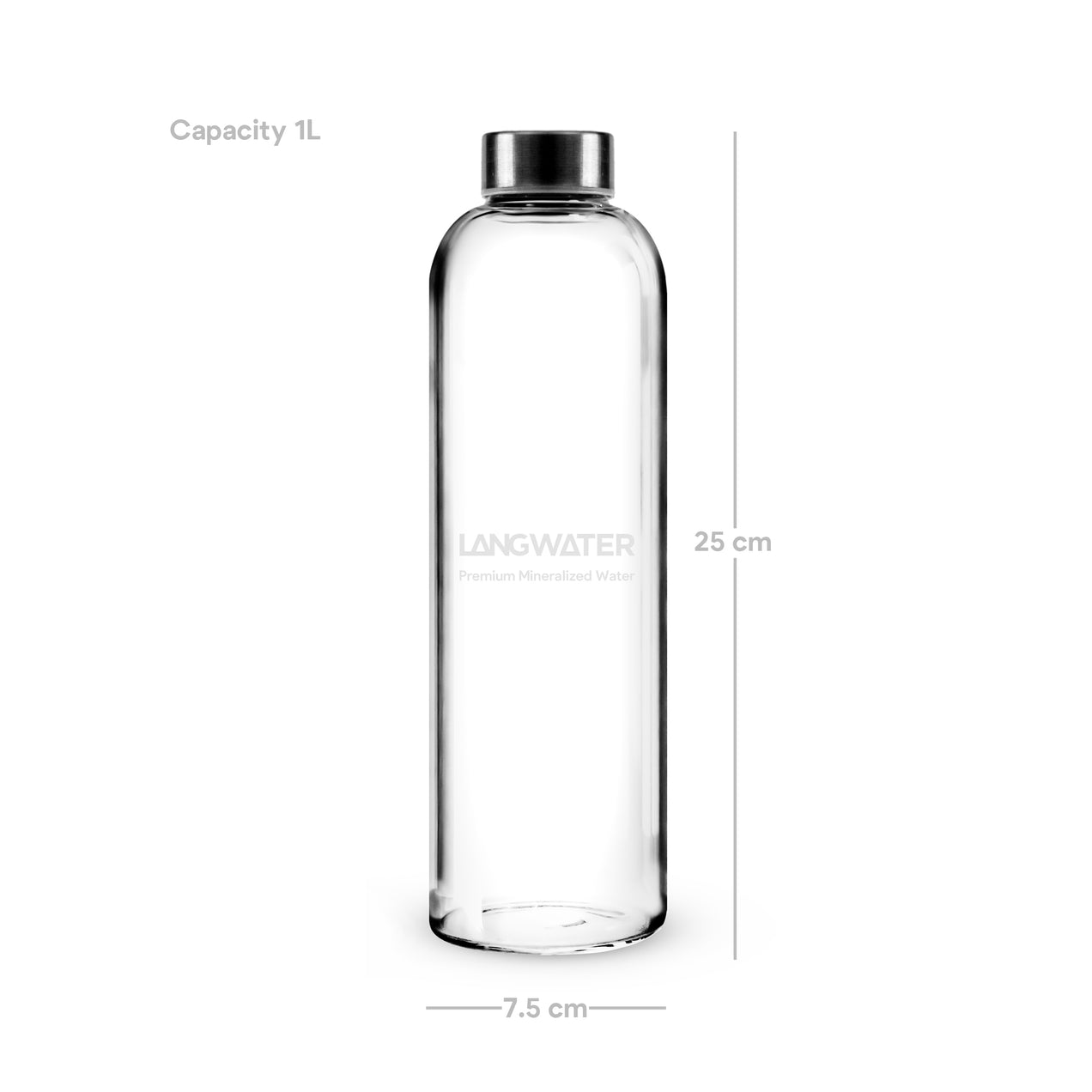 LANGWATER Glass Water Bottles with Metal Cap – 1L (Set of 2) (UK)